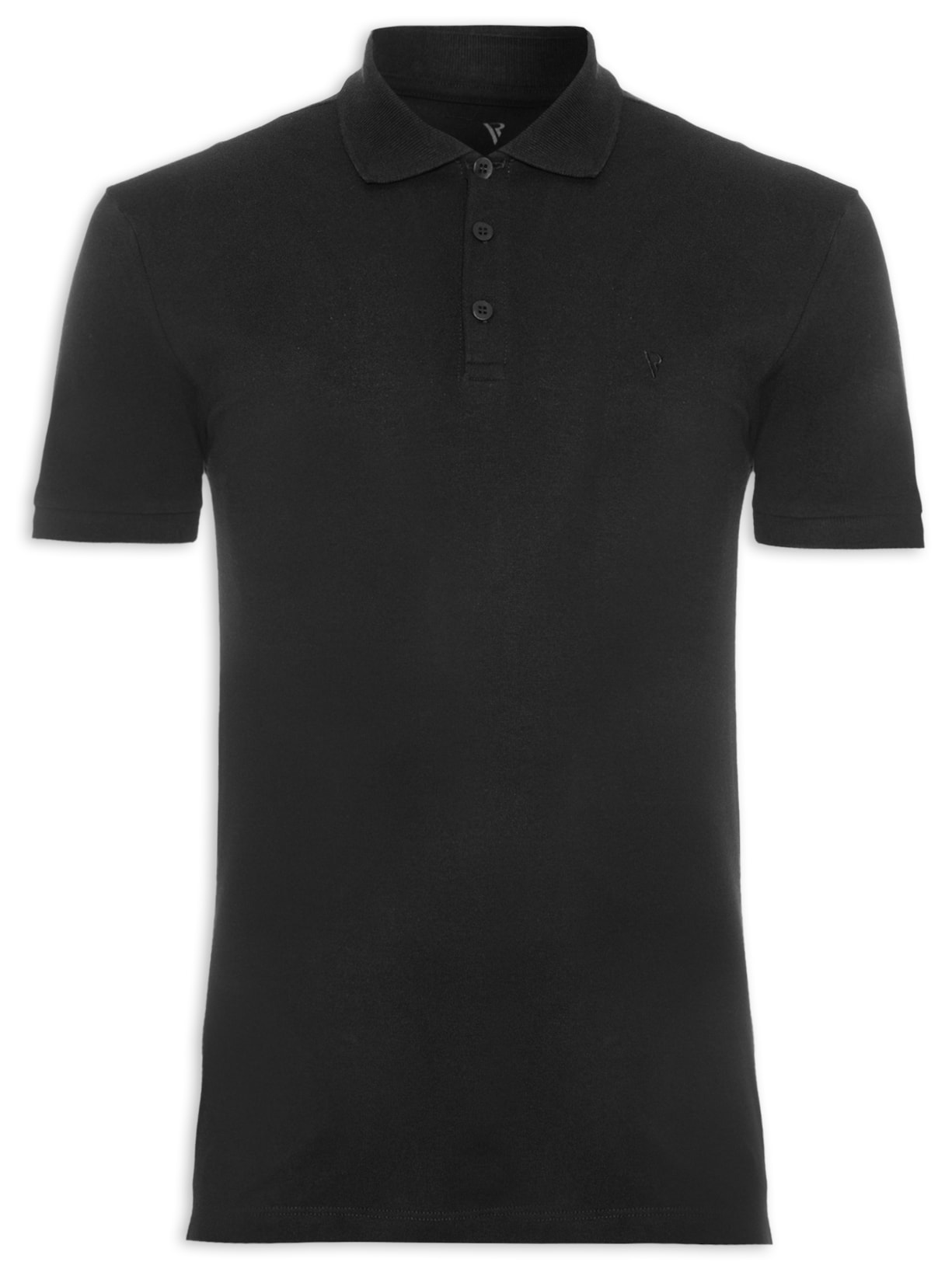 Polo Masculina Manga Curta Piquet Básica - Preto