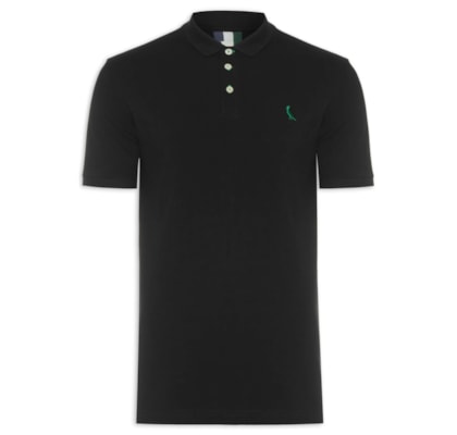 Polo Masculina Manga Curta Piquet Básica - Preto