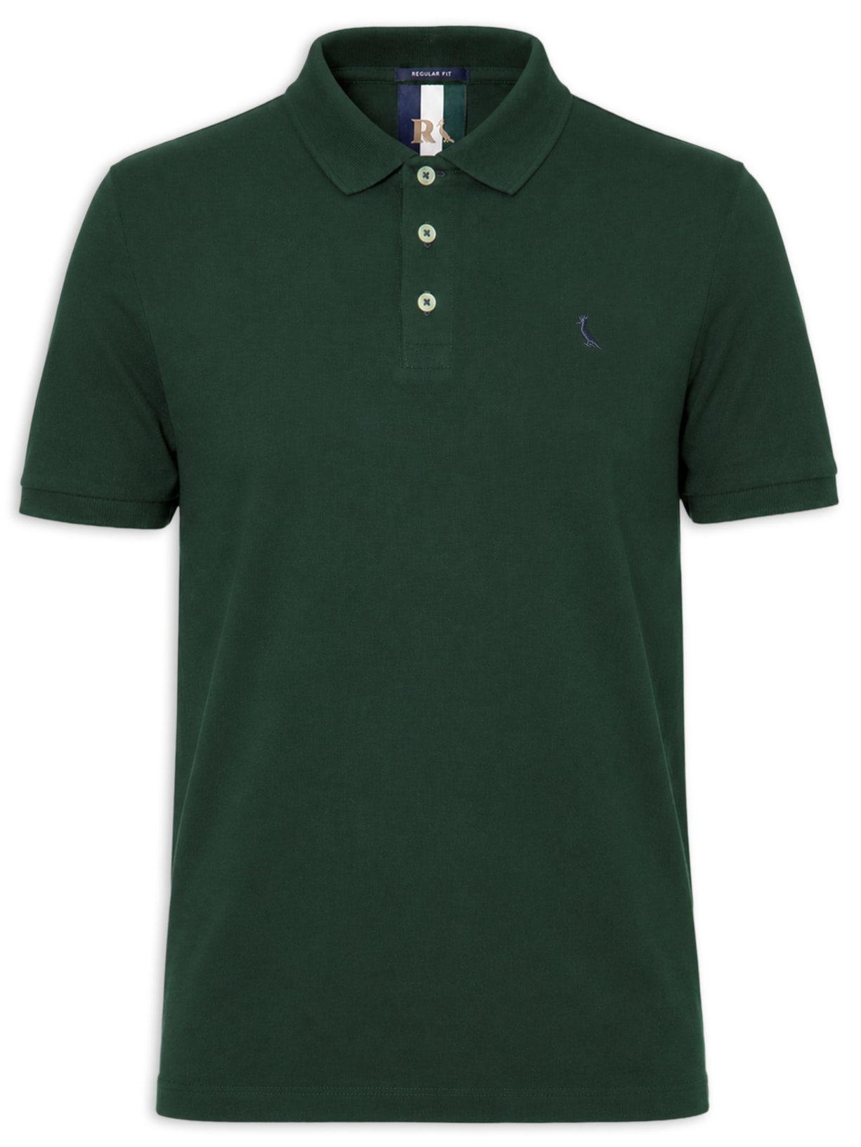 Polo Masculina Manga Curta Piquet Básica Verde Reserva