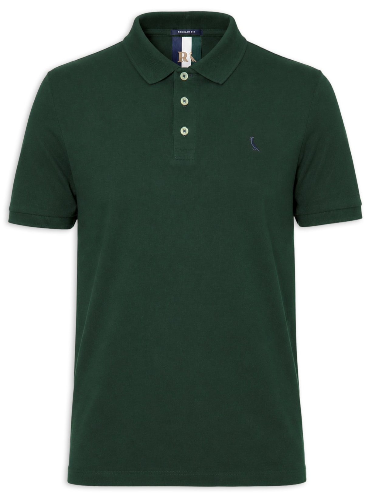 Polo Masculina Manga Curta Piquet Básica Verde Reserva