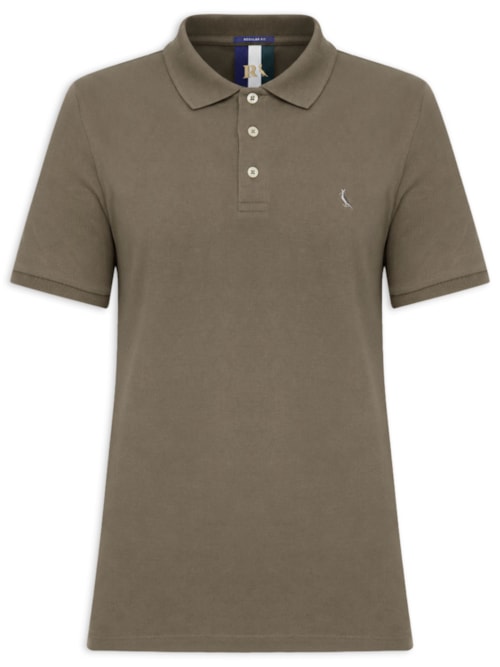 Polo Masculina Manga Curta Piquet Clássica - Marrom