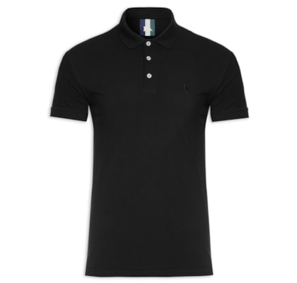 Pólo Masculina Manga Curta Piquet Classica - Preto