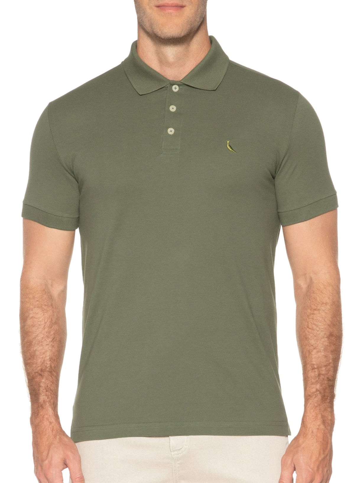 Pólo Masculina Manga Curta Piquet Classica Verde Reserva
