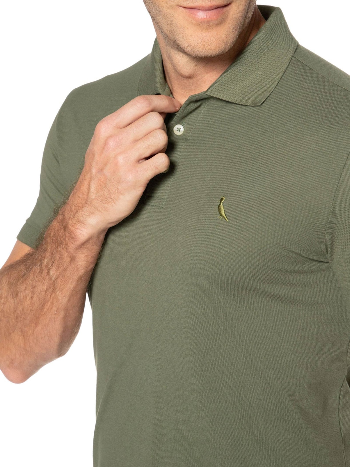 Pólo Masculina Manga Curta Piquet Classica Verde Reserva