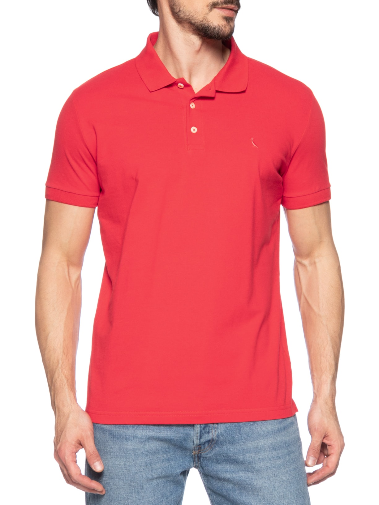 Polo Masculina Manga Curta Piquet Clássicaa Vermelho Reserva
