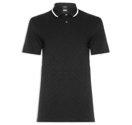 Polo Masculina Manga Curta Piquet de Malha Texturizada - Preto