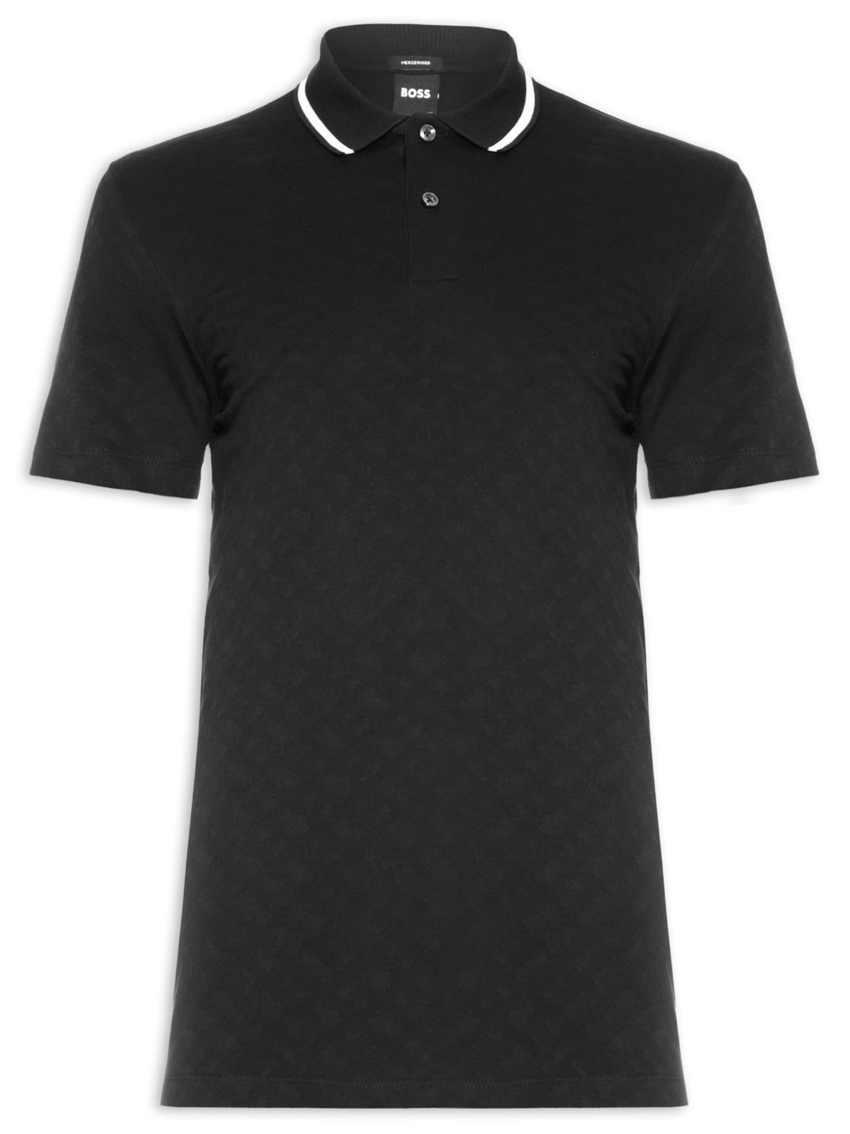 Polo Masculina Manga Curta Piquet de Malha Texturizada - Preto