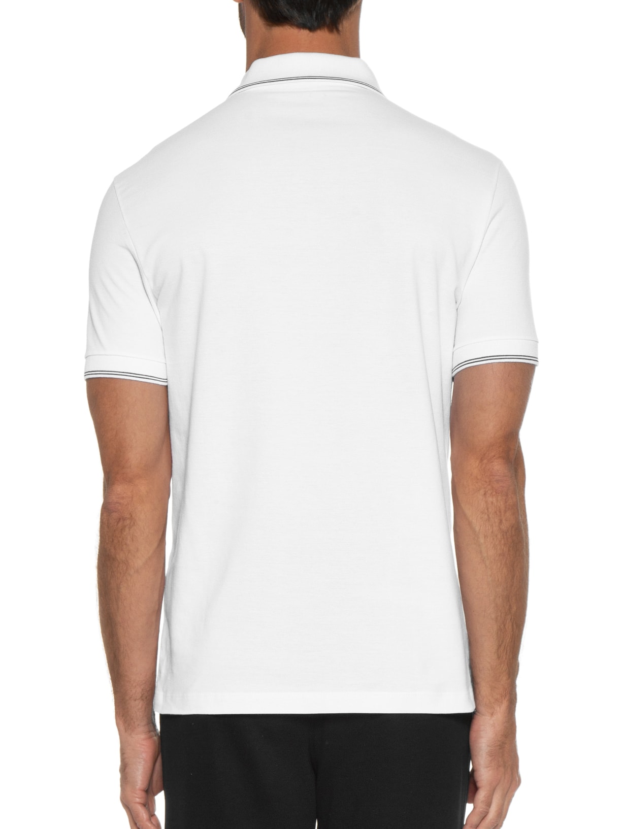 Polo Masculina Manga Curta Piquet Double Line Frieze Branco Vr