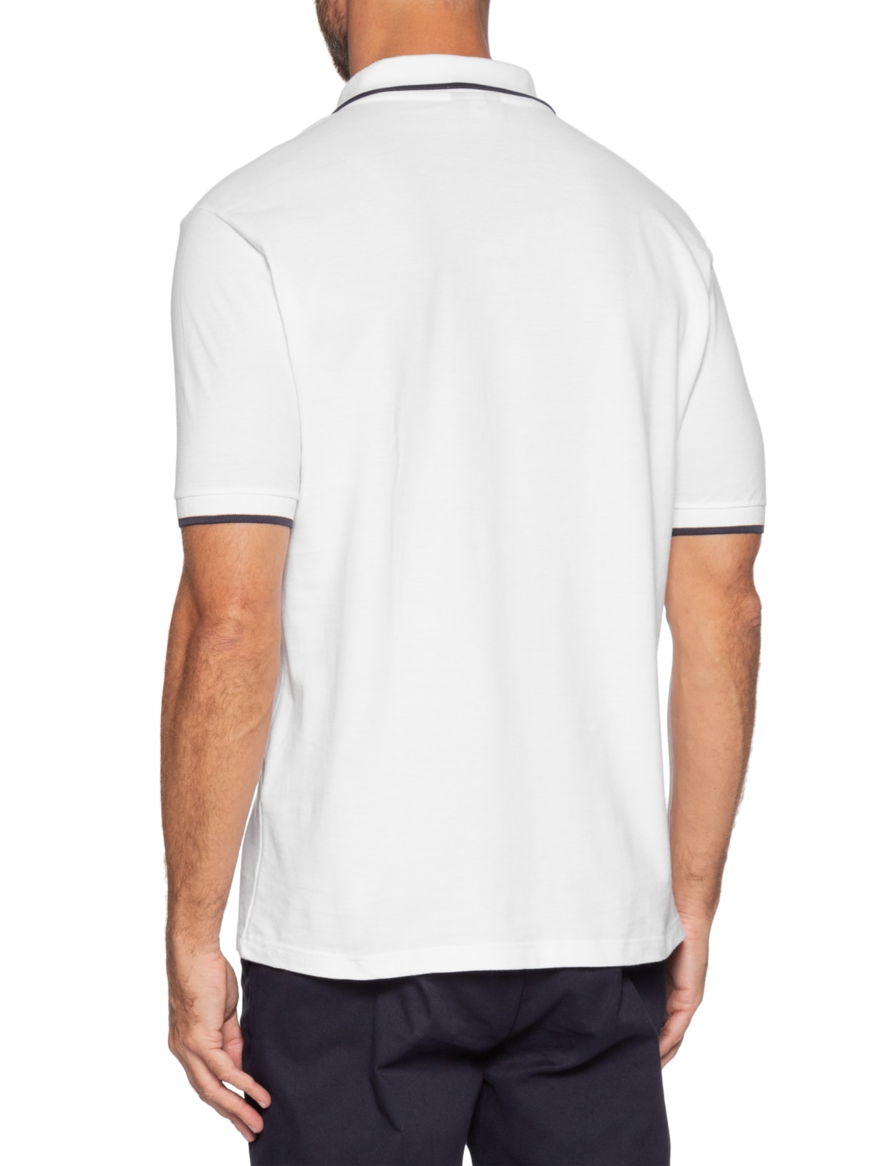 Polo Masculina Manga Curta Piquet Friso Branco Reserva