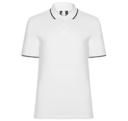 Polo Masculina Manga Curta Piquet Friso – Branco