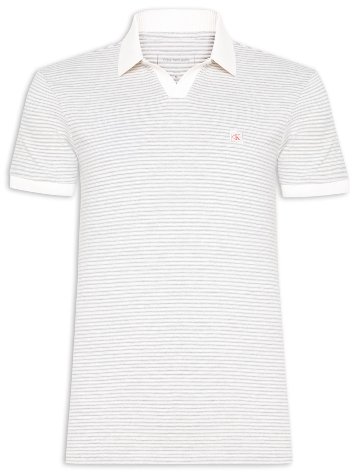 Polo Masculina Manga Curta Piquet Jacquard Branco Calvin Klein Jeans