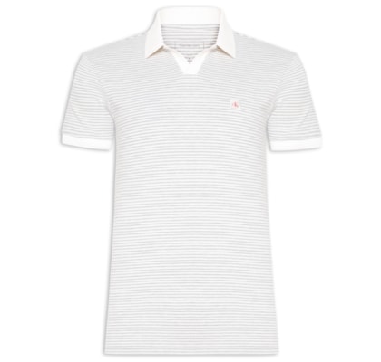 Polo Masculina Manga Curta Piquet Jacquard - Branco