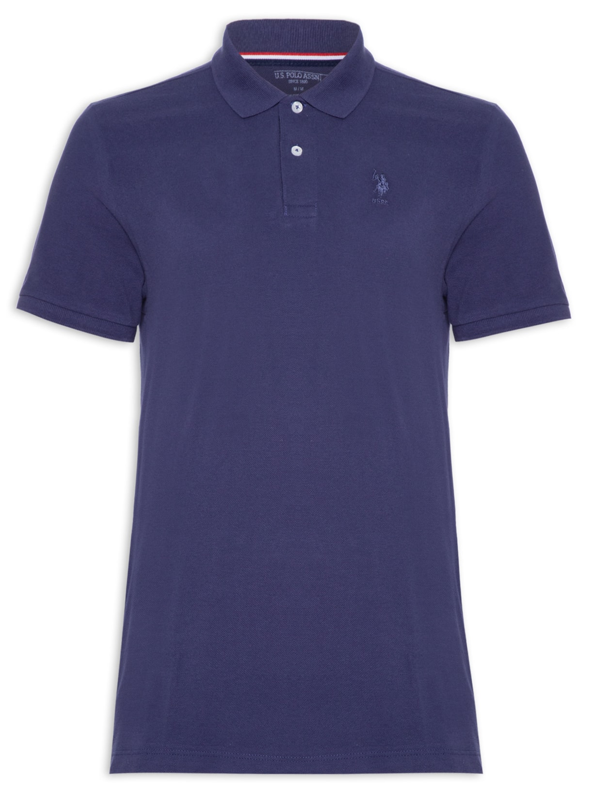 Polo Masculina Manga Curta Piquet Regular - Azul