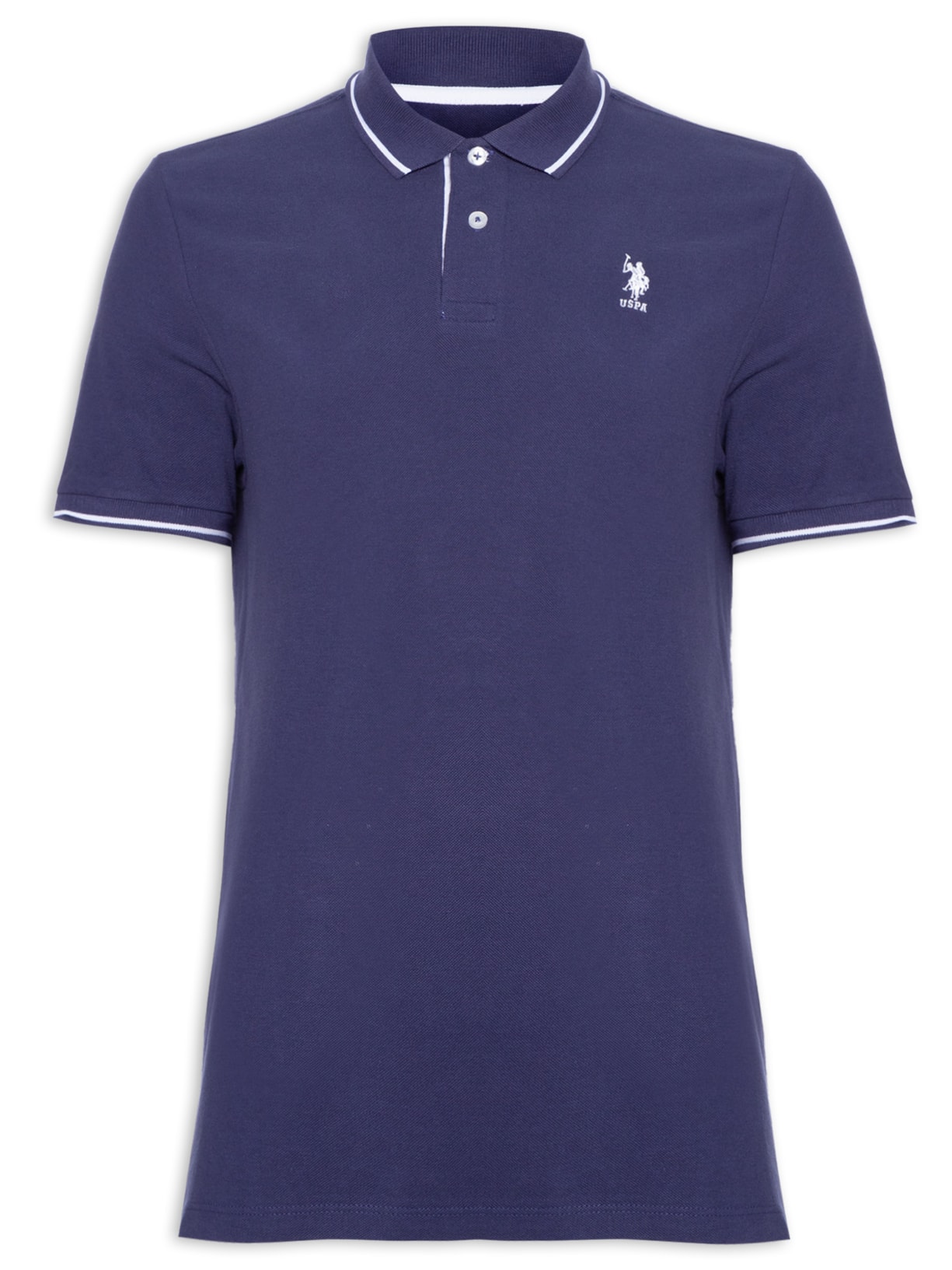 Polo Masculina Manga Curta Piquet Regular - Azul