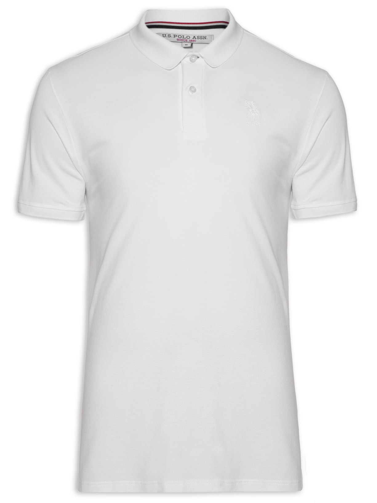 Polo Masculina Manga Curta Piquet Regular Fit Básica Bordado - Branco