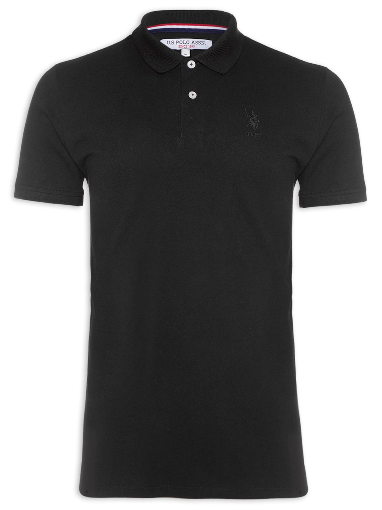 Polo Masculina Manga Curta Piquet Regular Fit Básica Bordado - Preto