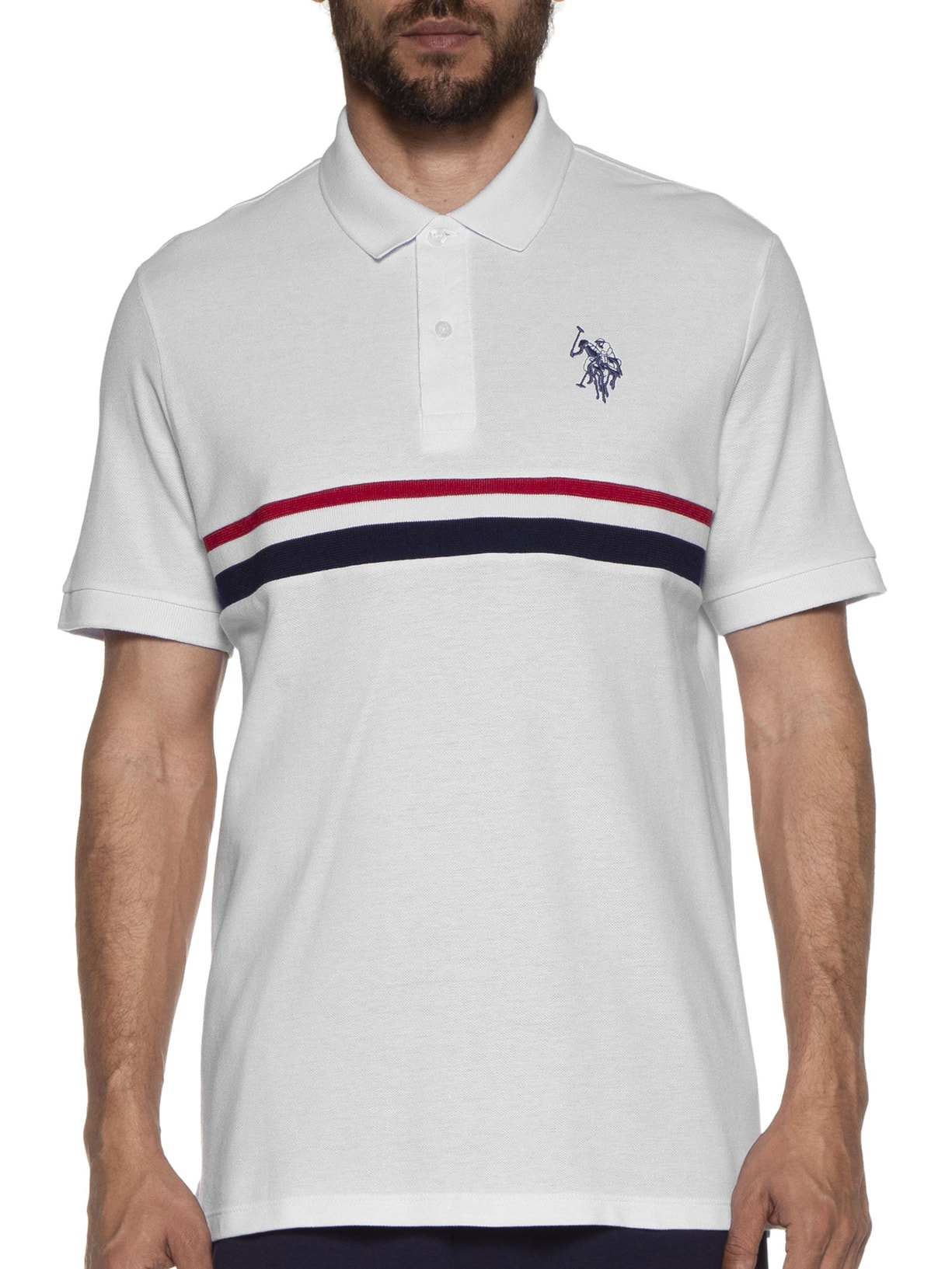 Polo Masculina Manga Curta Piquet Regular Fit Com Detalhe Branco Us Polo