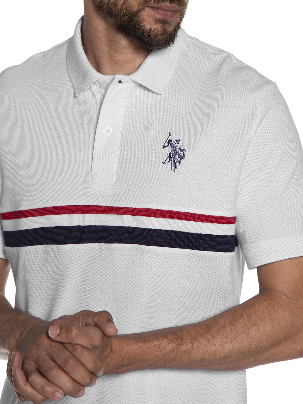 Polo Masculina Manga Curta Piquet Regular Fit Com Detalhe Branco Us Polo