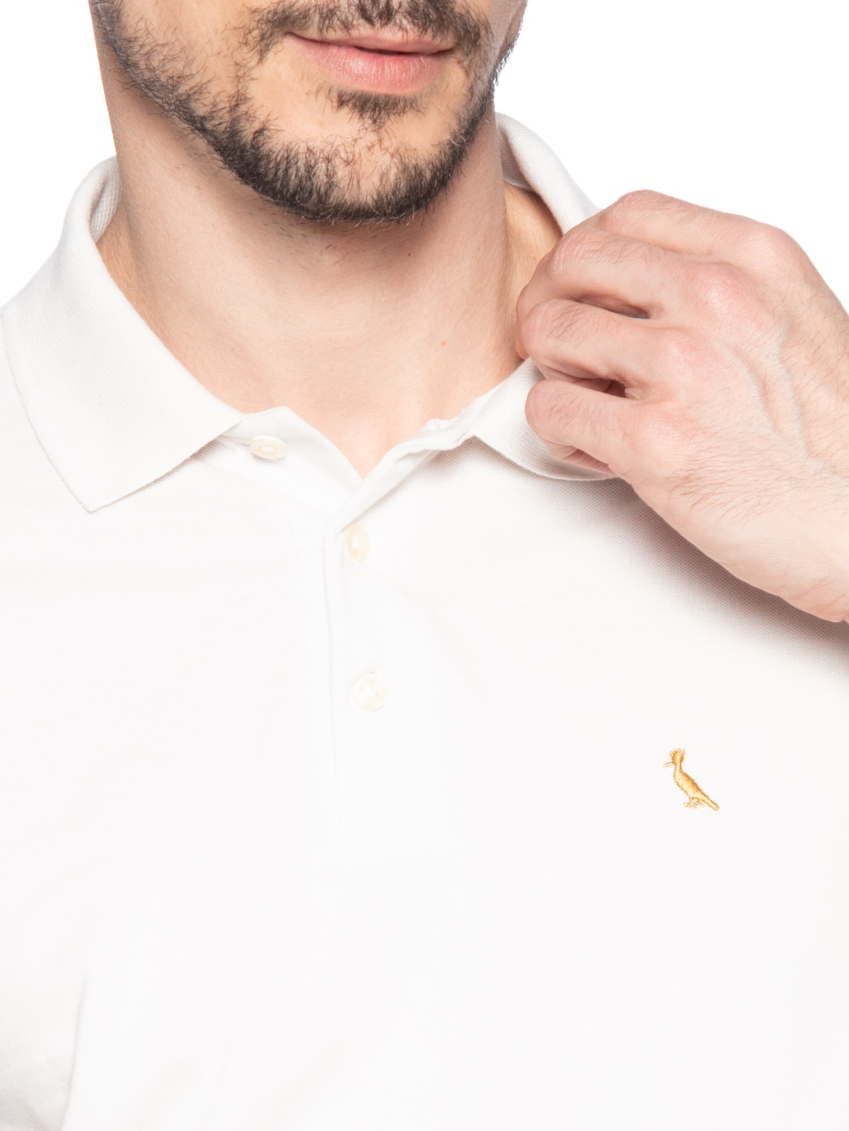 Polo Masculina Manga Curta Piquet Rico Branco Reserva