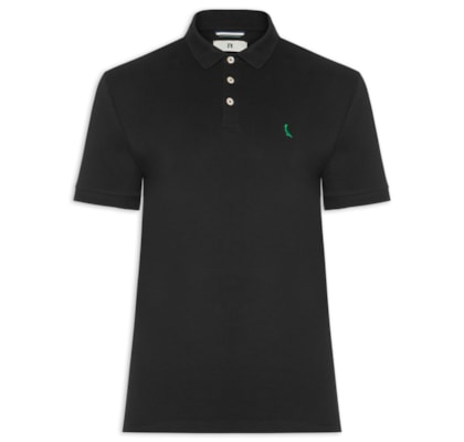Polo Masculina Manga Curta Piquet Rico - Preto