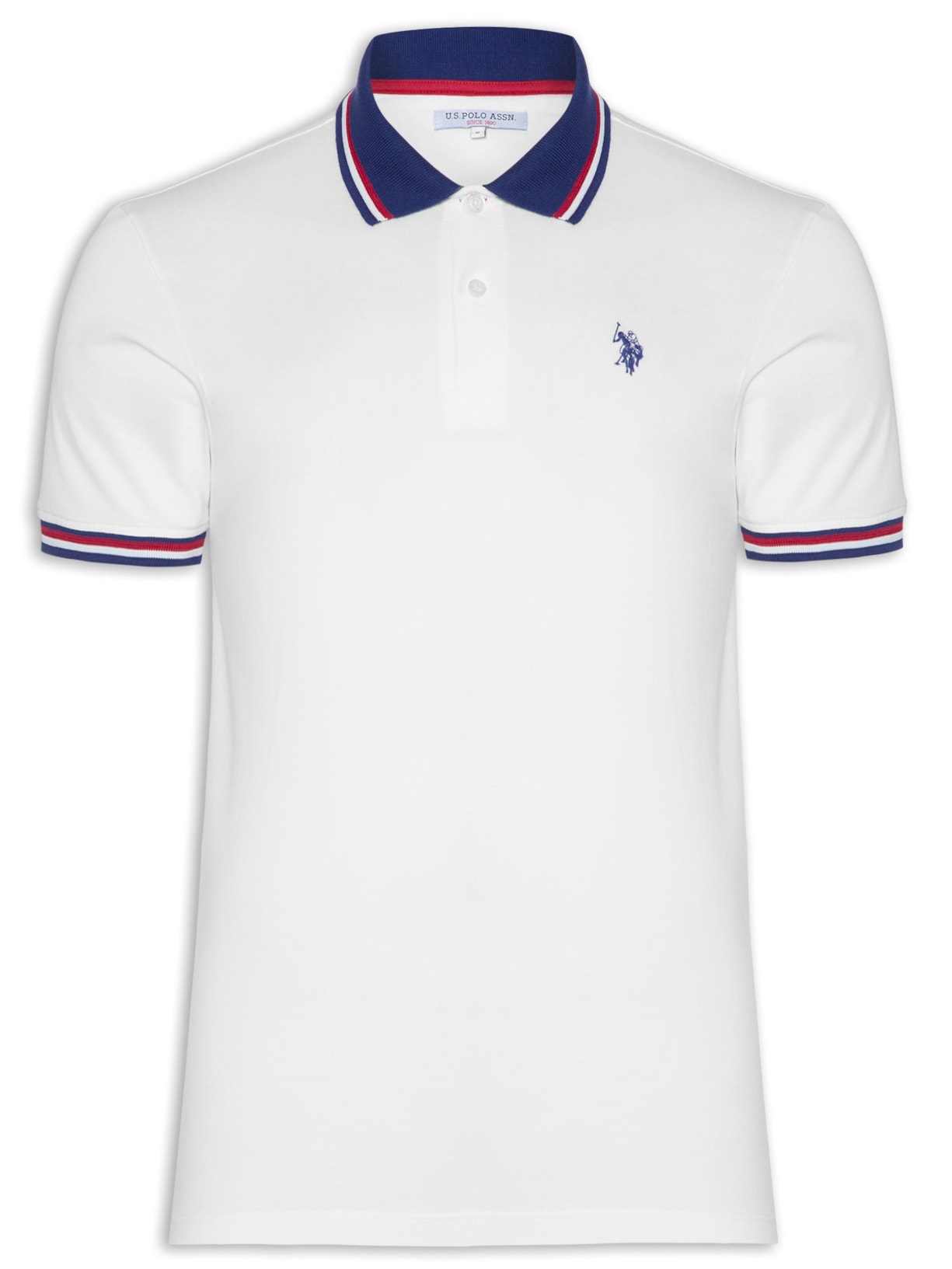 Polo Masculina Manga Curta Piquet Slim Fit Com Retilinea Com Listra - Branca