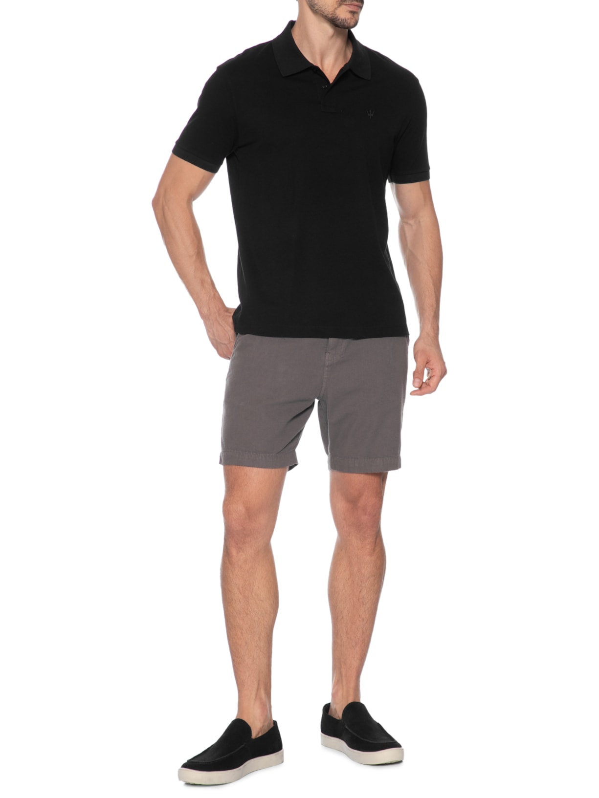 Polo Masculina Manga Curta Piquet Soft Touch Preto Osklen