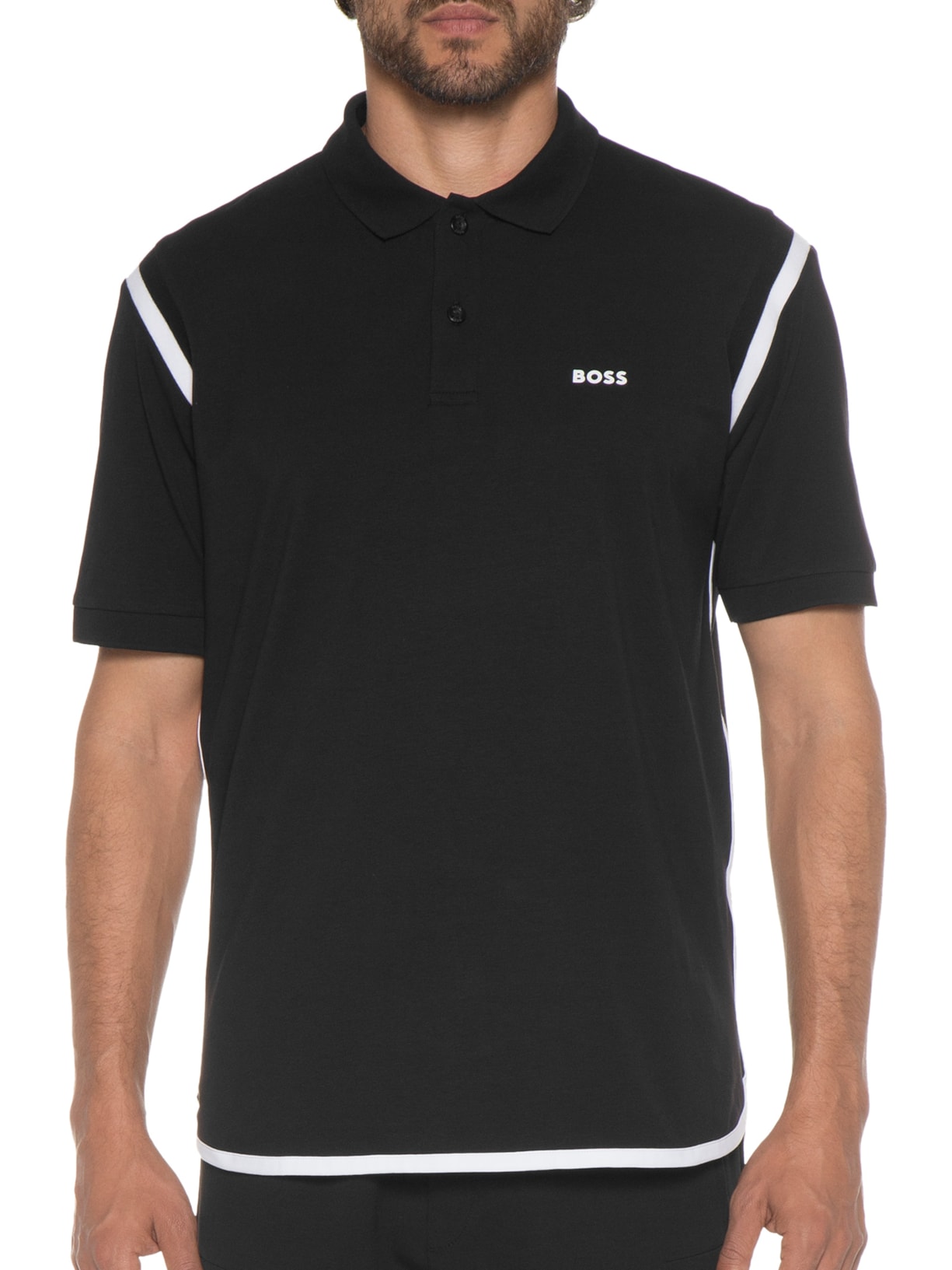 Polo Masculina Manga Curta Pirax Preto Boss