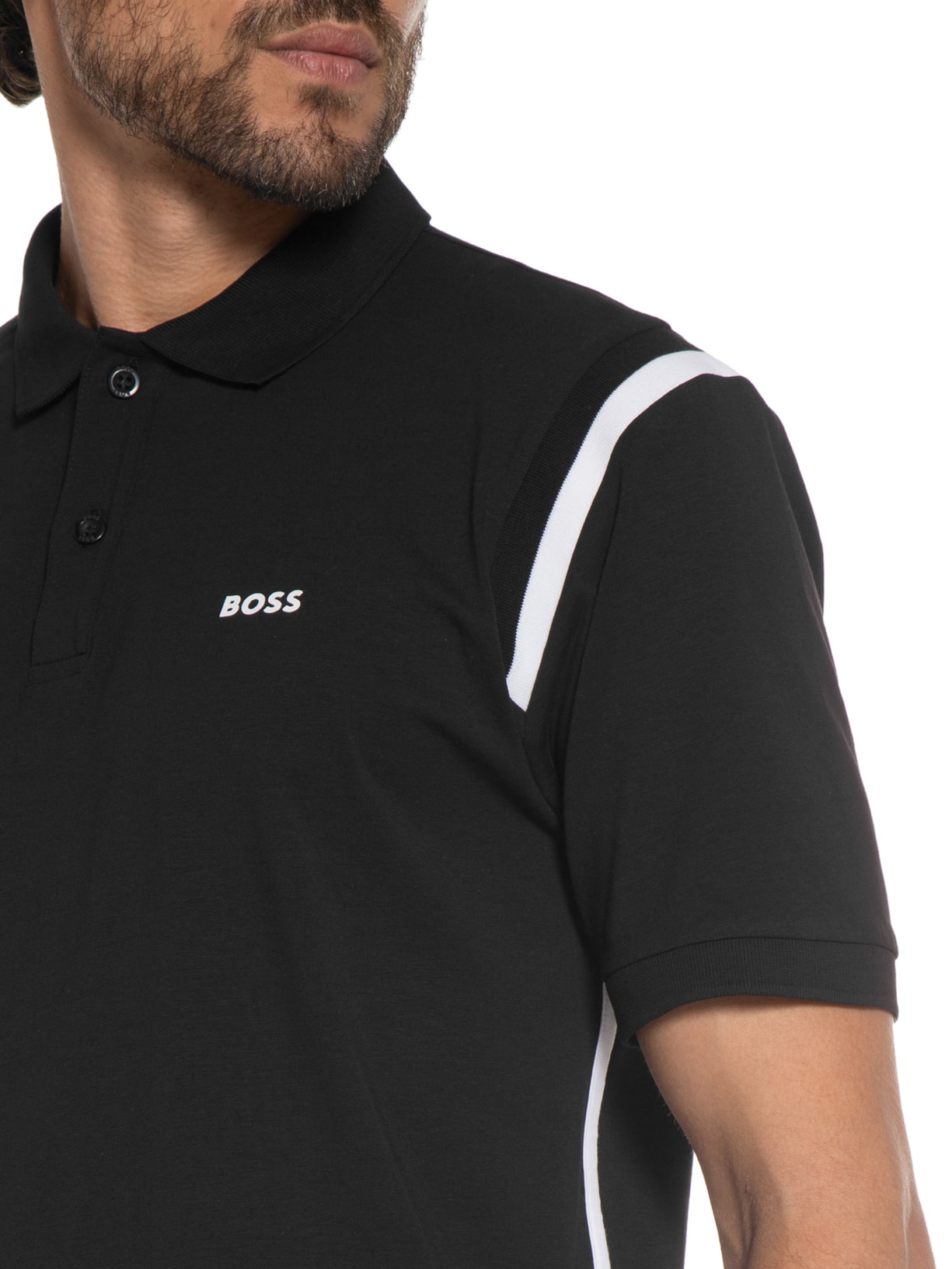 Polo Masculina Manga Curta Pirax Preto Boss