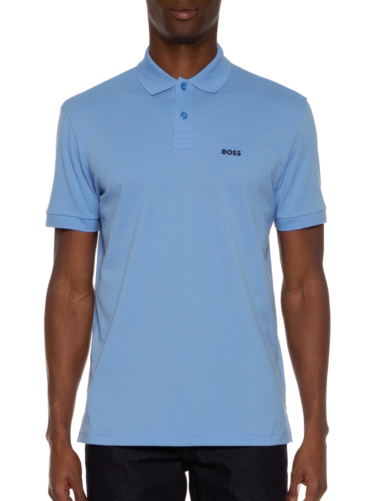 Polo Masculina Manga Curta Piro Azul Boss