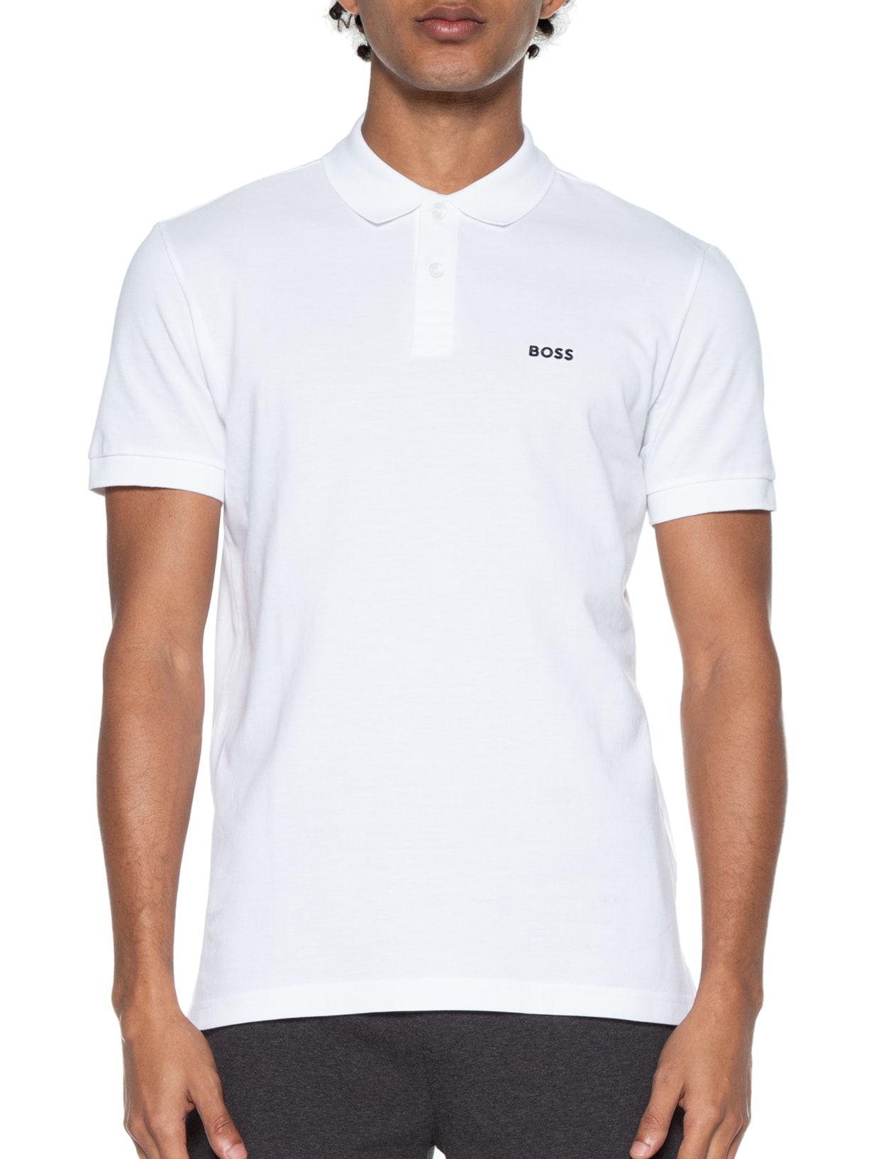 Polo Masculina Manga Curta Piro Branco Boss