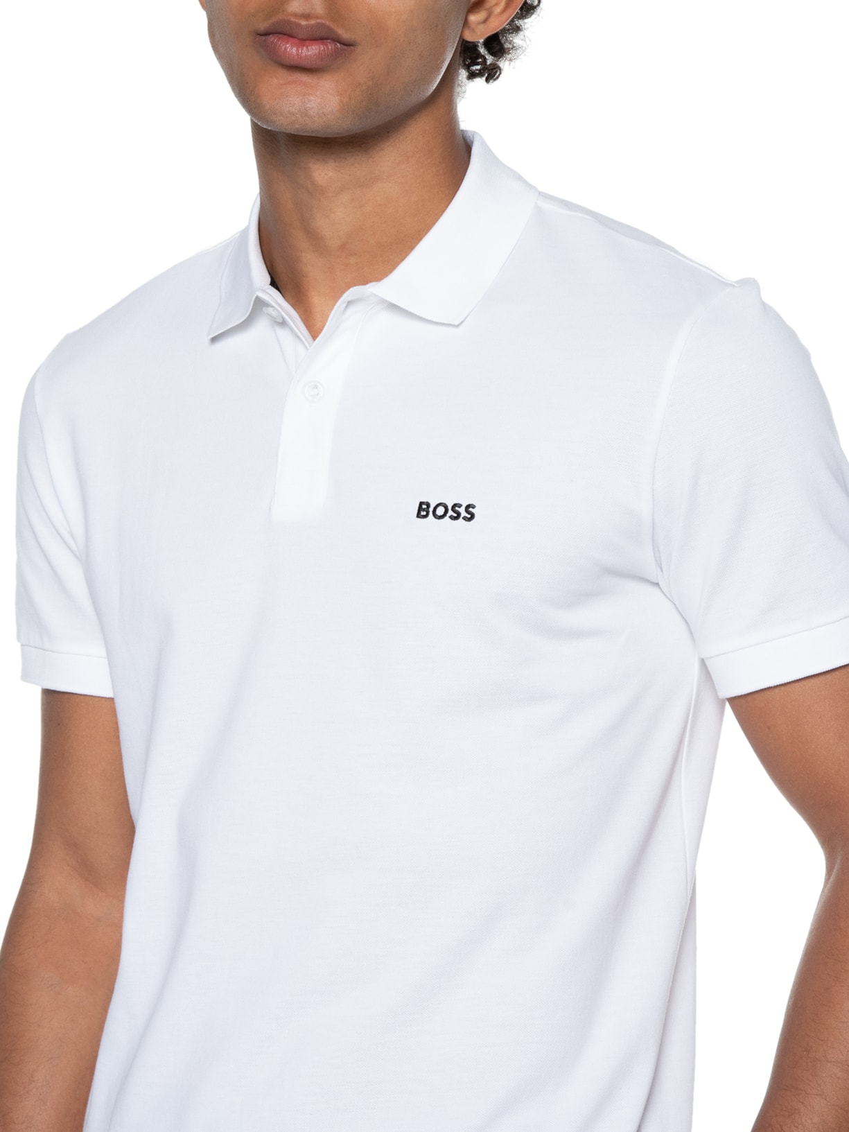 Polo Masculina Manga Curta Piro Branco Boss