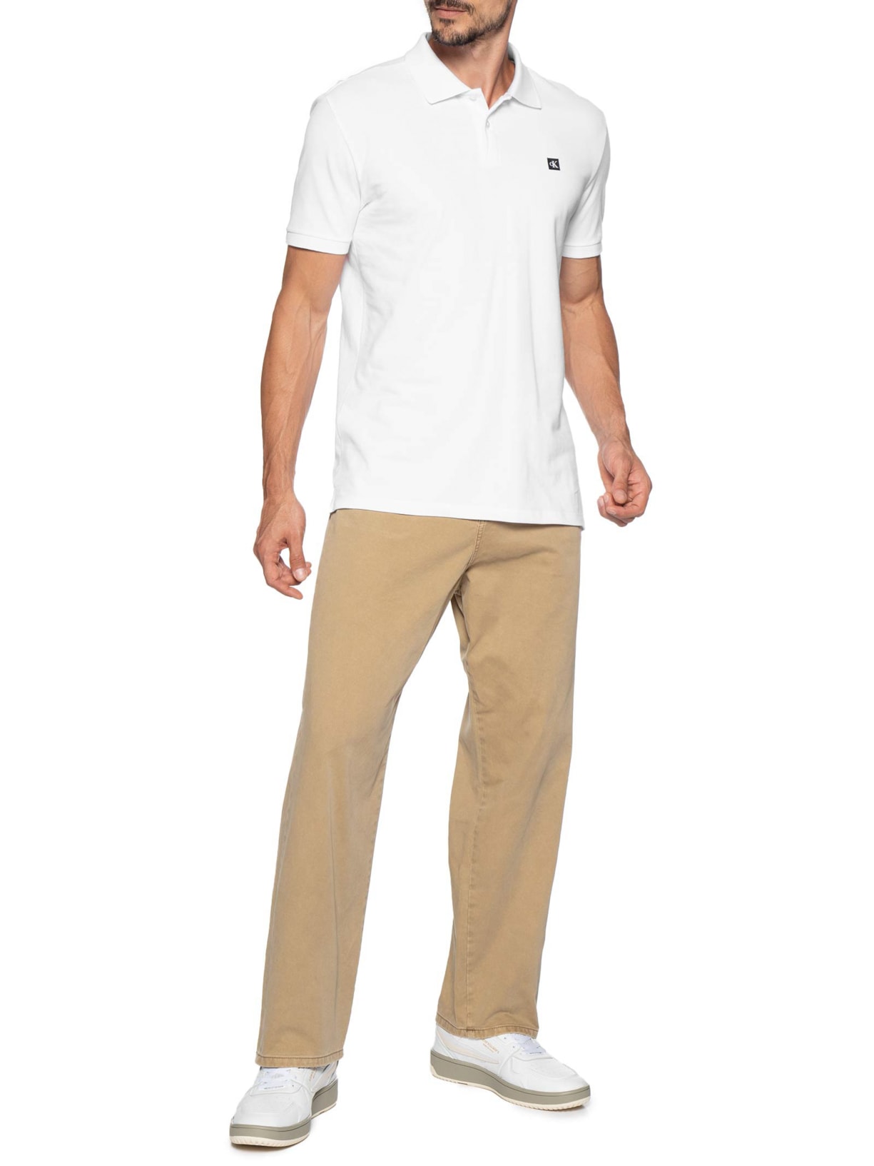 Polo Masculina Manga Curta Premium Branco Calvin Klein Jeans
