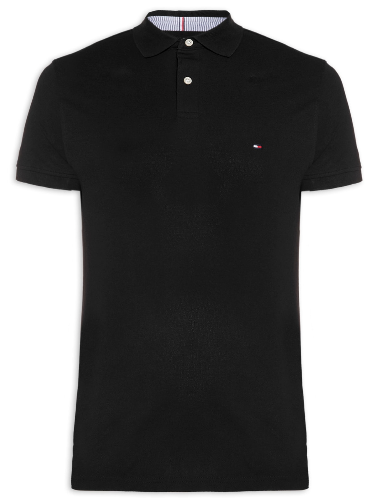 Polo Masculina Manga Curta Preto Tommy Hilfiger