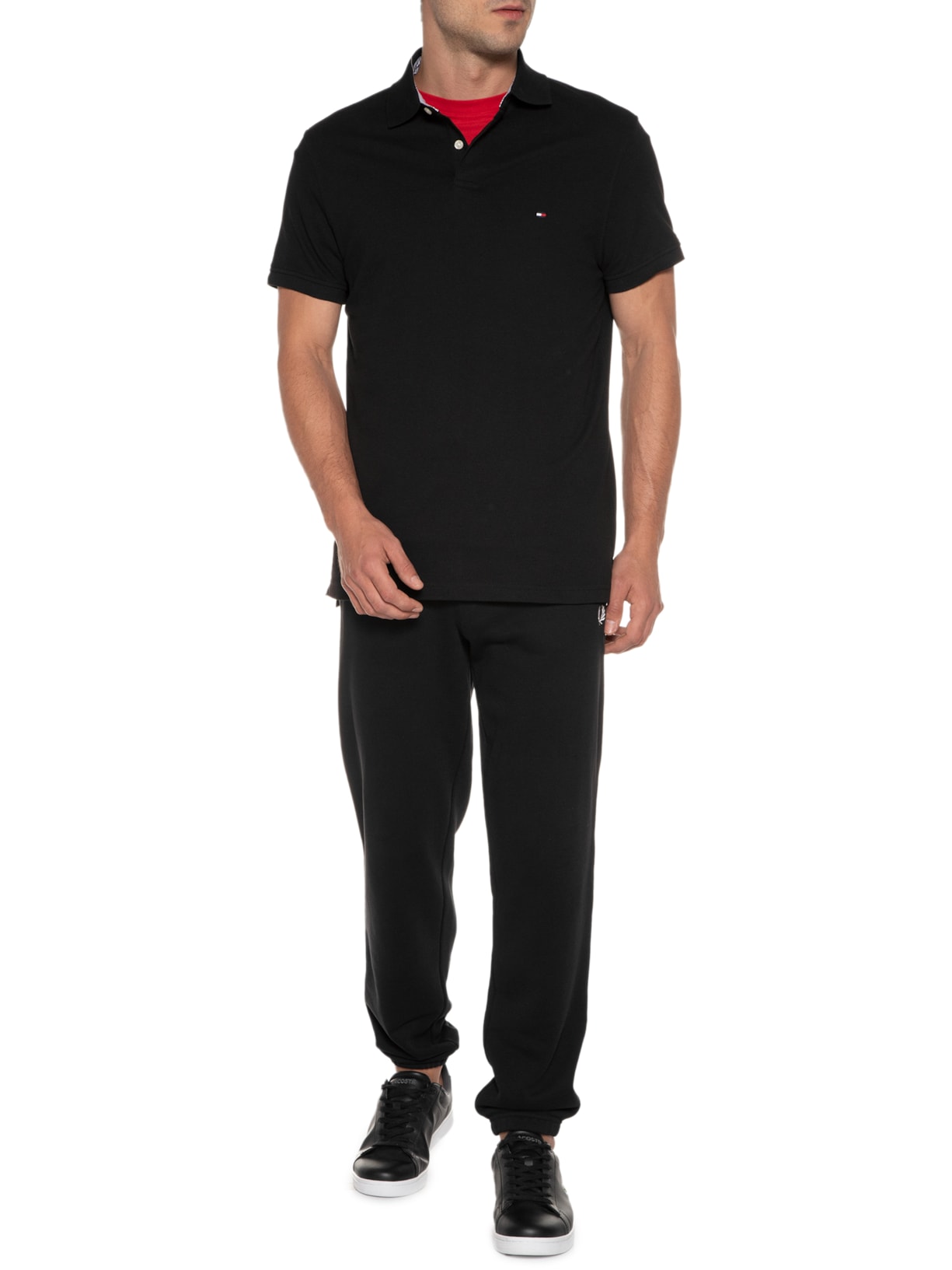 Polo Masculina Manga Curta Preto Tommy Hilfiger