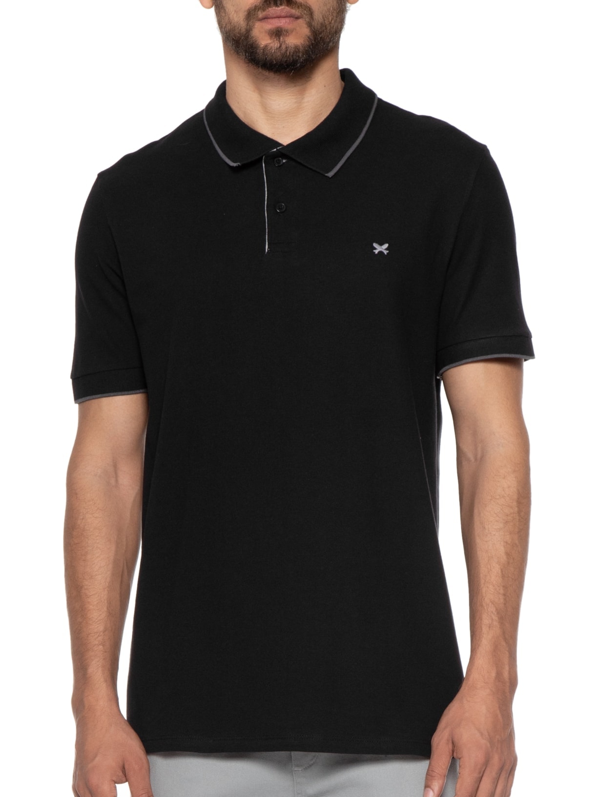 Polo Masculina Manga Curta Preto Hering