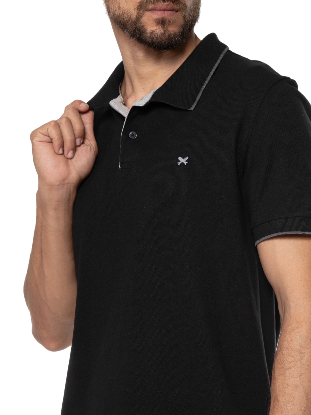Polo Masculina Manga Curta Preto Hering