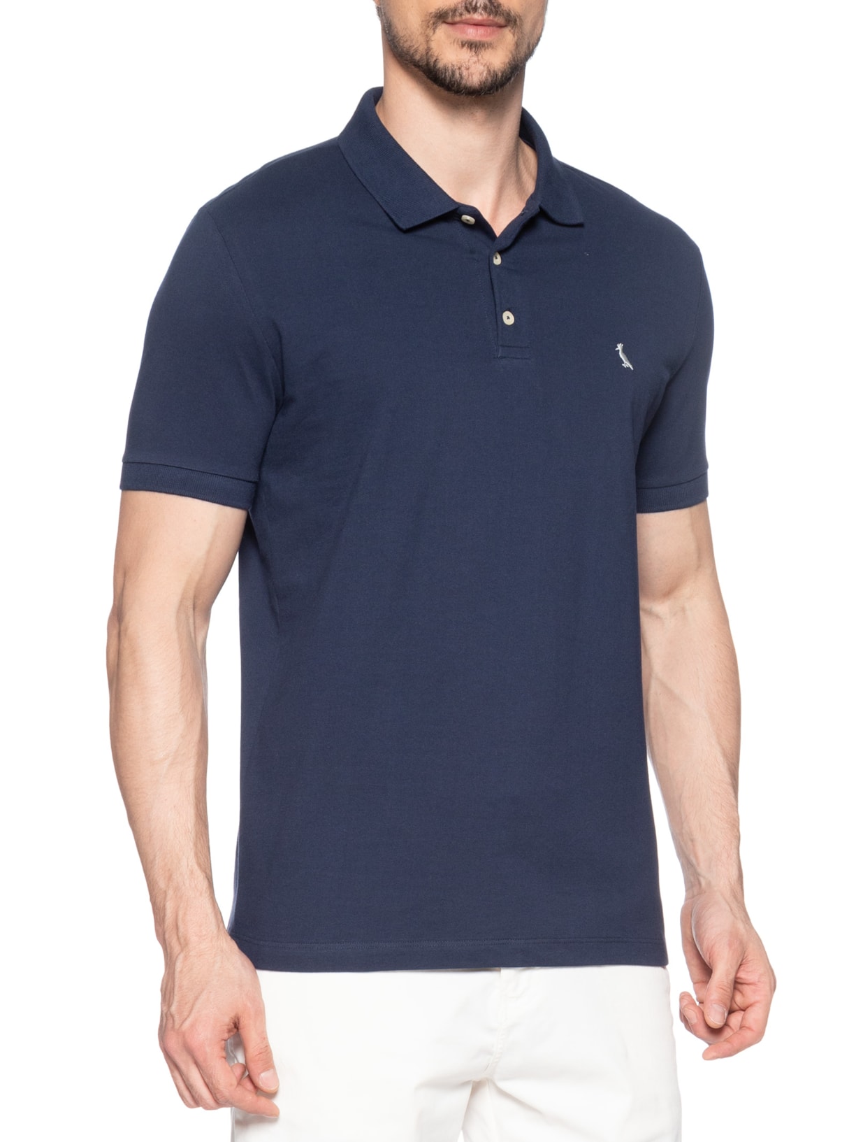 Polo Masculina Manga Curta Regular Essence Azul Reserva