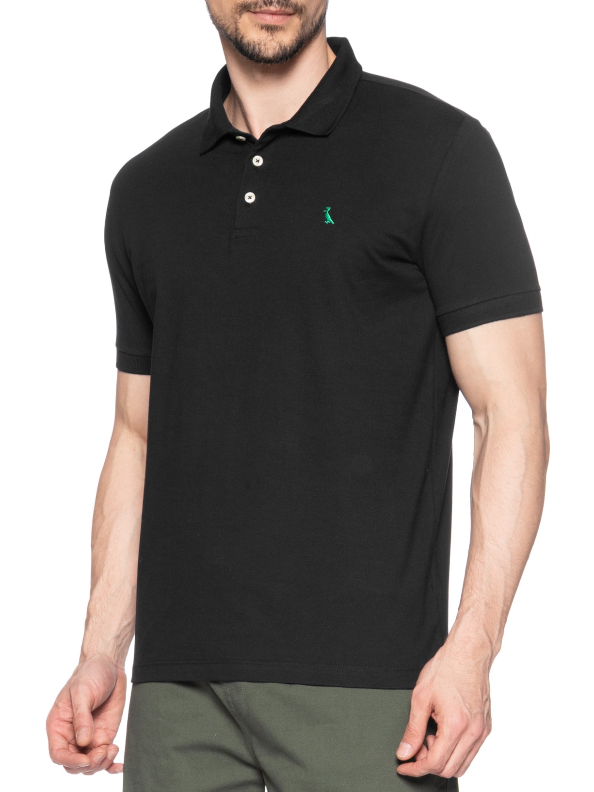 Polo Masculina Manga Curta Regular Essence Preto Reserva