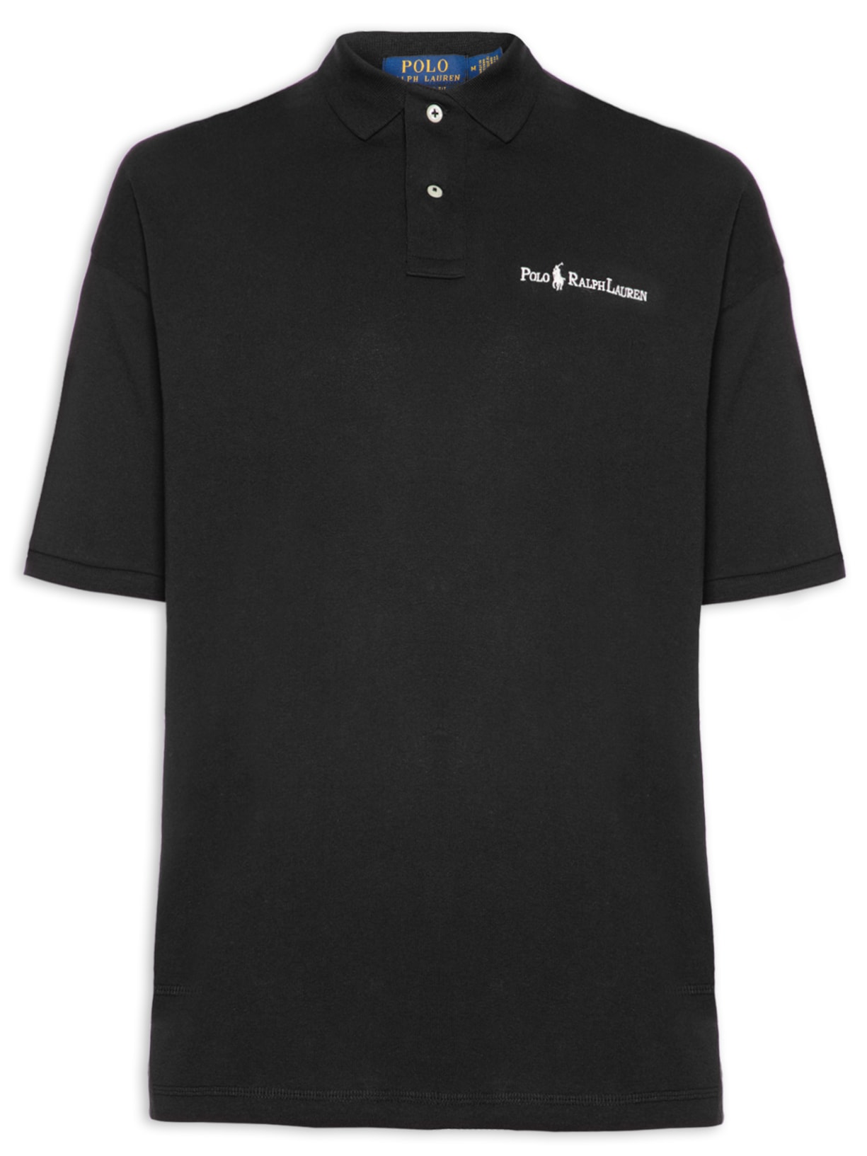 Polo Masculina Manga Curta Relaxed Logo - Preto