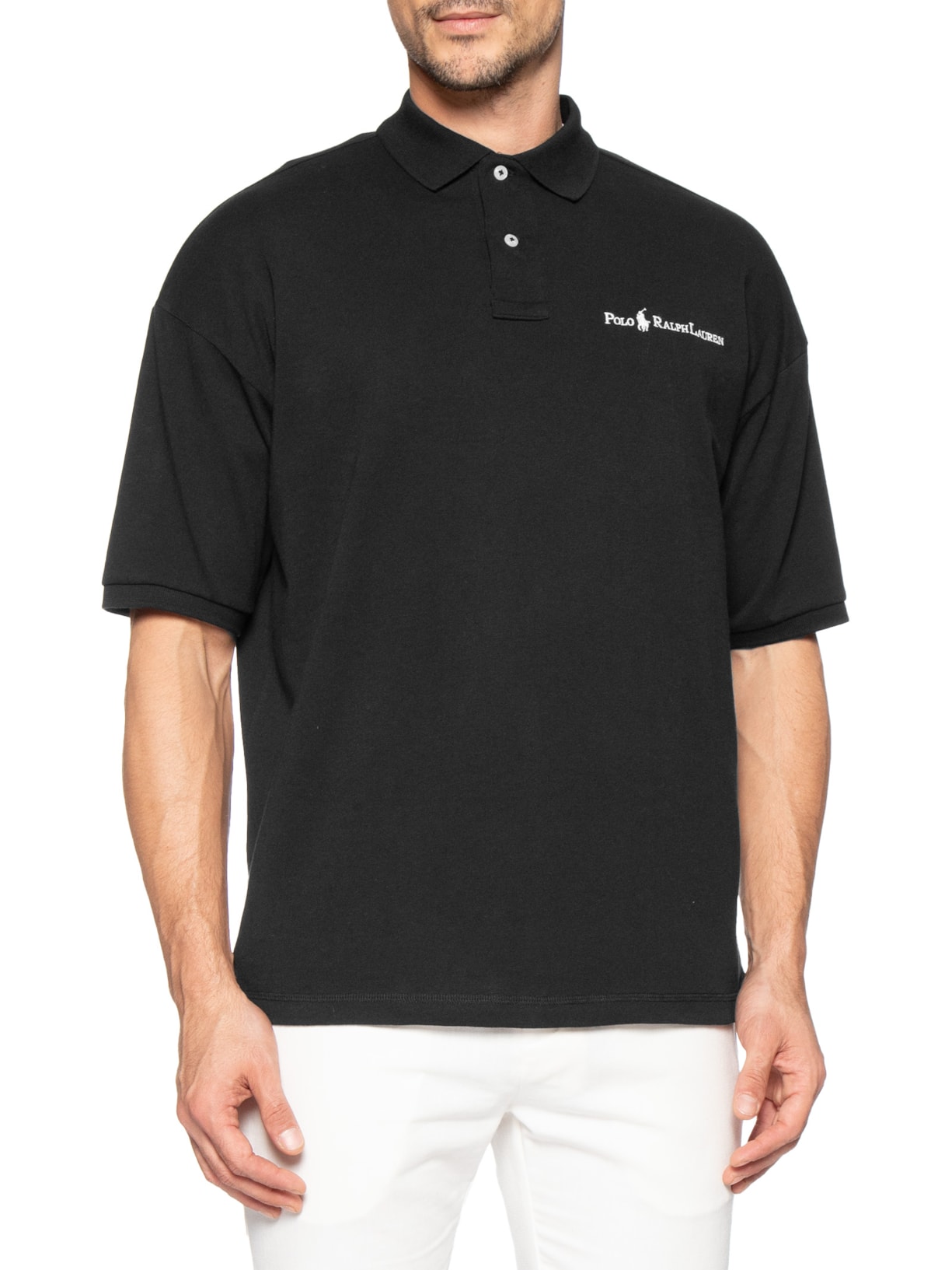 Polo Masculina Manga Curta Relaxed Logo Preto Polo Ralph Lauren