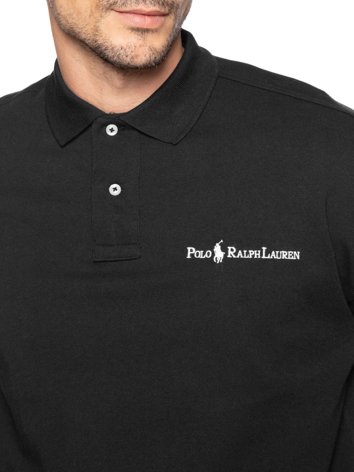 Polo Masculina Manga Curta Relaxed Logo Preto Polo Ralph Lauren