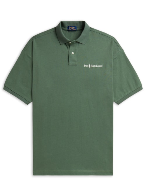 Polo Masculina Manga Curta Relaxed Logo - Verde