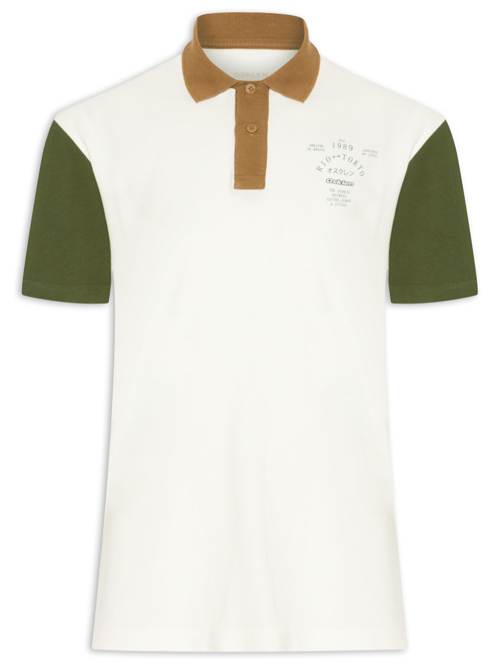 Osklen - Polo Masculina Manga Curta Rio Tokyo - Verde