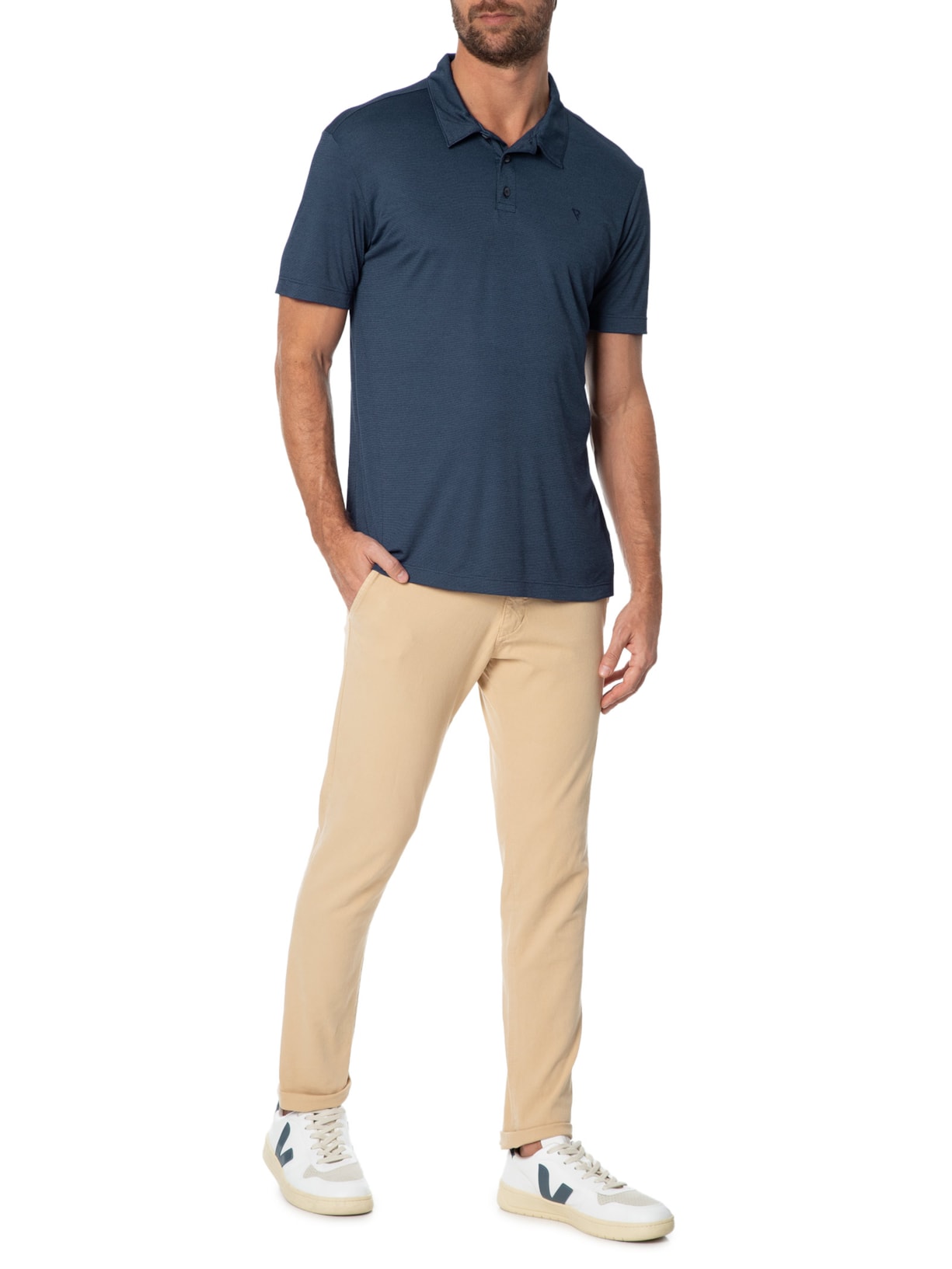 Polo Masculina Manga Curta Rocket Modal Básica Azul Vr