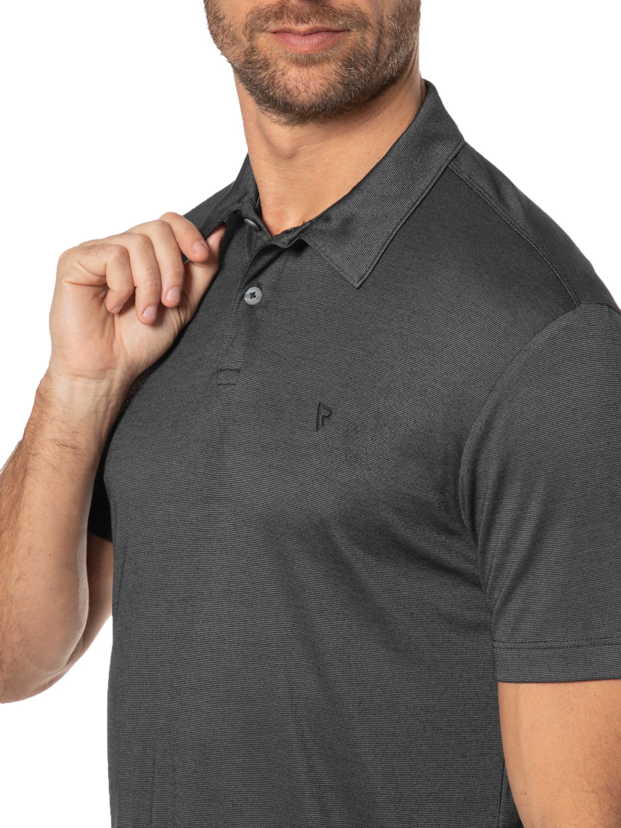 Polo Masculina Manga Curta Rocket Modal Semi Preto Vr