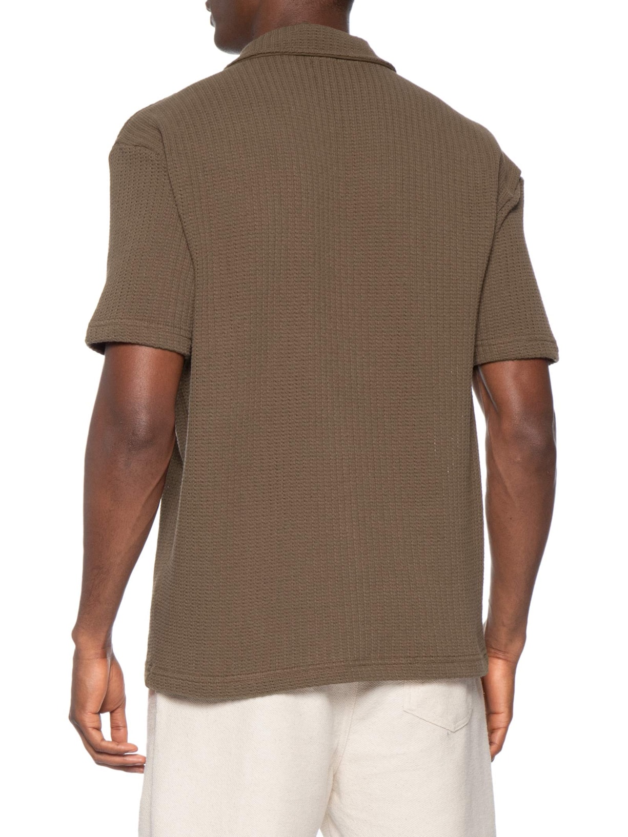 Polo Masculina Manga Curta Rustic Knit Marrom Osklen Osklen