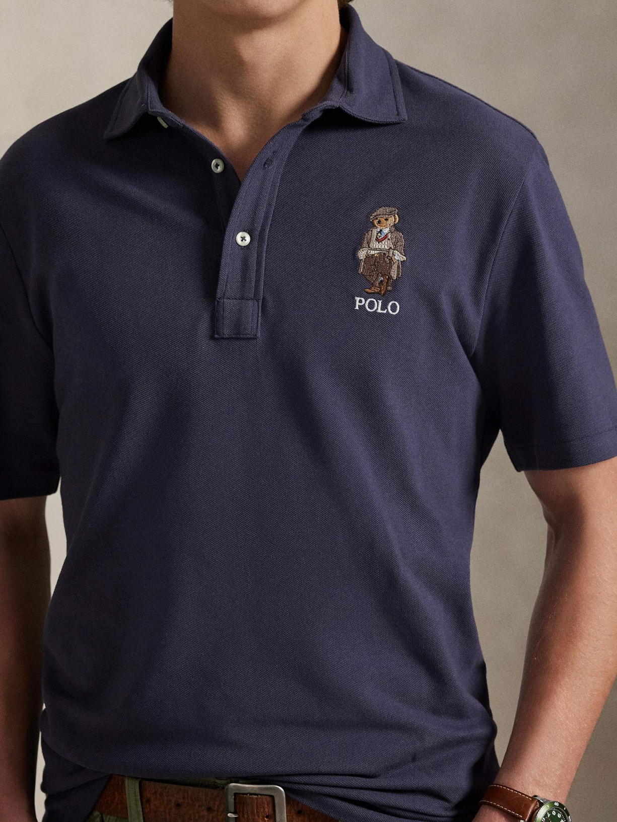 Polo Masculina Manga Curta Seasonal Bear Azul Polo Ralph Lauren