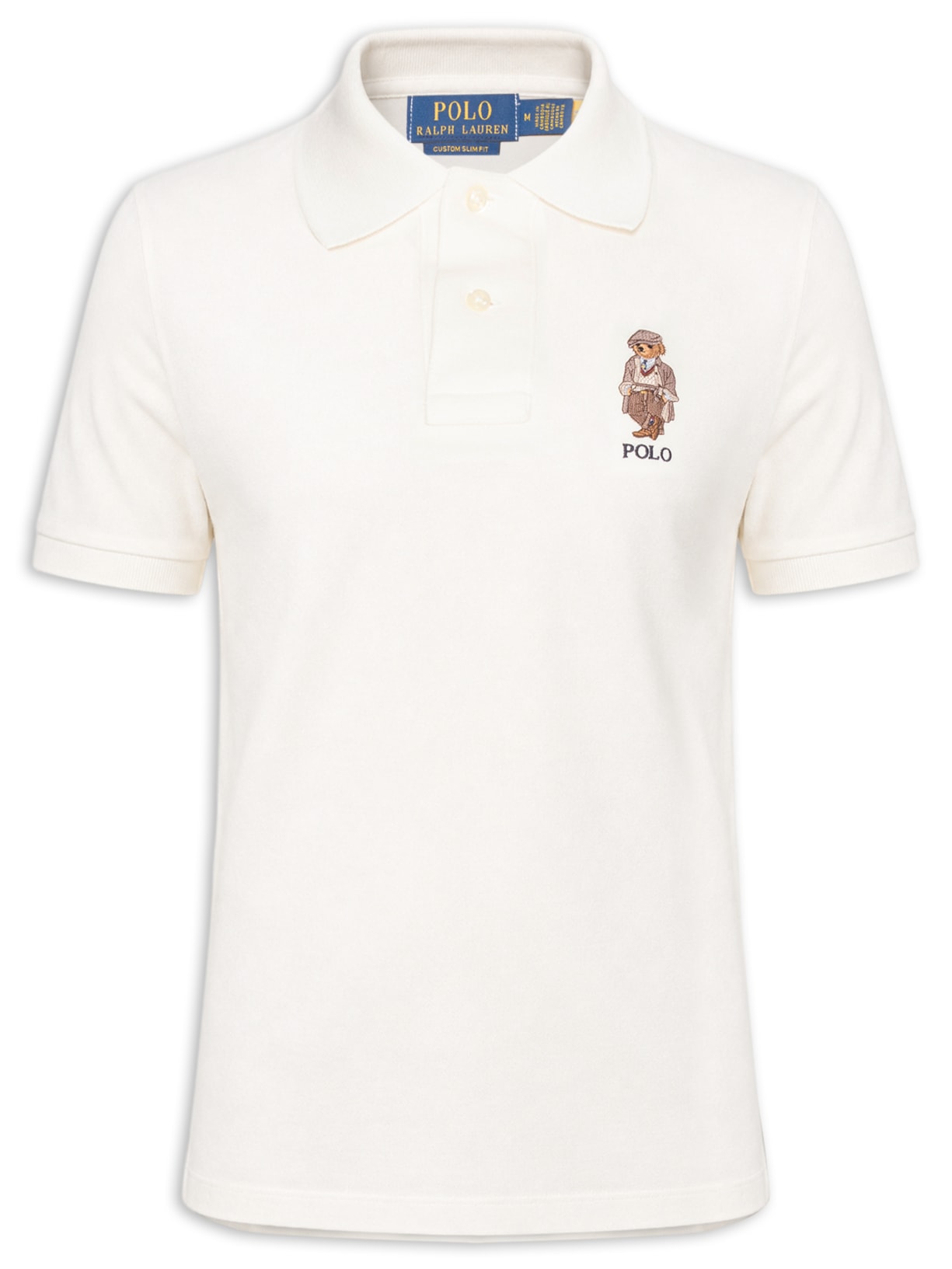 Polo Masculina Manga Curta Seasonal Bear Branco Polo Ralph Lauren