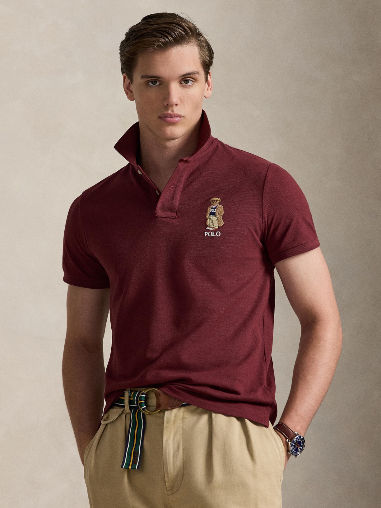 Polo Masculina Manga Curta Seasonal Bear Vermelho Polo Ralph Lauren