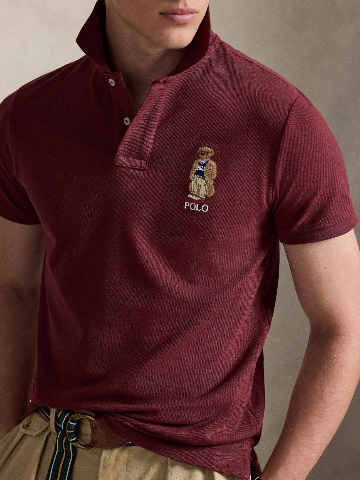 Polo Masculina Manga Curta Seasonal Bear Vermelho Polo Ralph Lauren